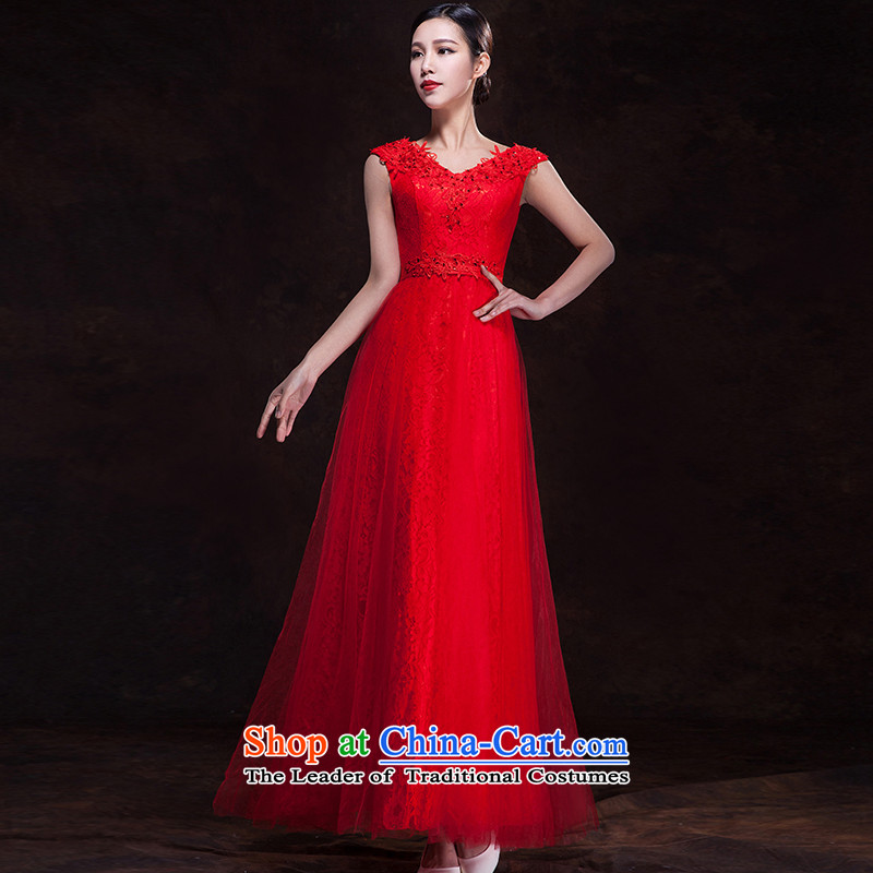 Time Service Bridal Fashion Syria bows 2015 evening dresses long word   shoulder wedding wedding dress autumn and winter time, L, Syria has been pressed red shopping on the Internet