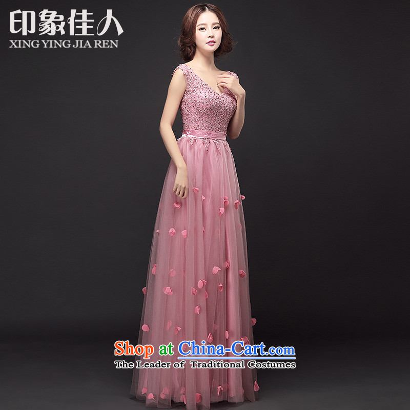 Starring bride dress toasting champagne impression service long shoulders v banquet evening dresses moderator dress dresses strap bridesmaid dress female pink red toner M impression, starring the usual zongzi shopping on the Internet has been pressed.
