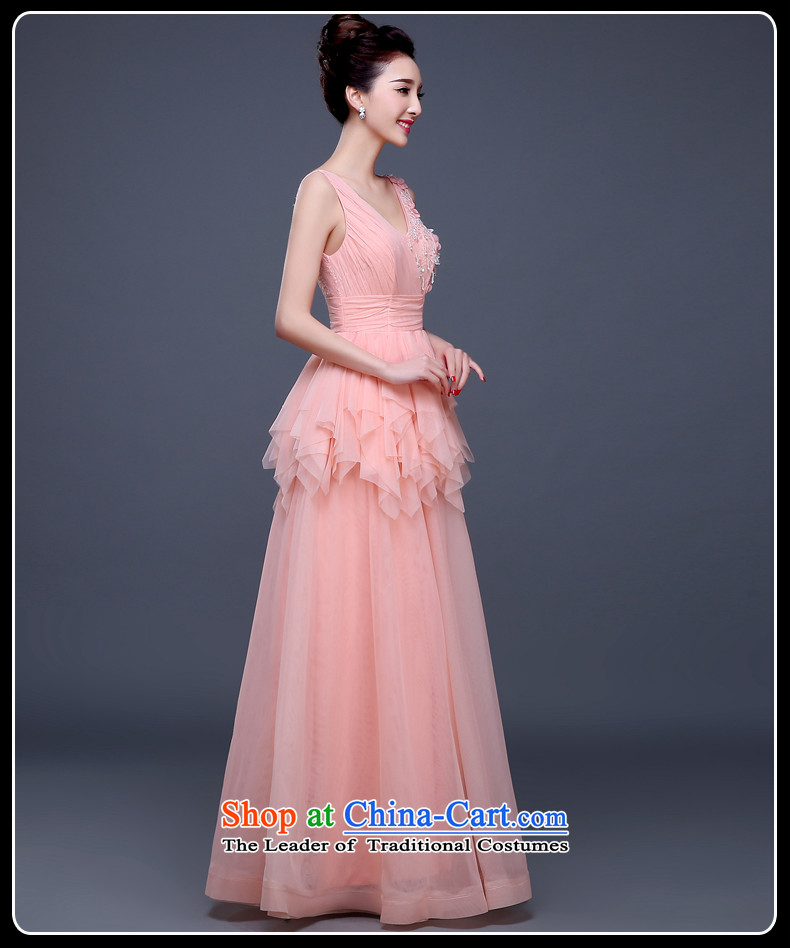 Seal bows dress dress Jiang Winter 2015 new products shoulders V-Neck zipper Sau San large thin graphics long chiffon banquet moderator dress female pink tailored customer service contact pictures, prices, brand platters! The elections are supplied in the national character of distribution, so action, buy now enjoy more preferential! As soon as possible.