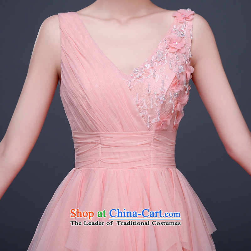 Seal bows dress dress Jiang Winter 2015 new products shoulders V-Neck zipper Sau San large thin graphics long chiffon banquet moderator dress female pink tailored contact customer services, and Seal Jiang shopping on the Internet has been pressed.