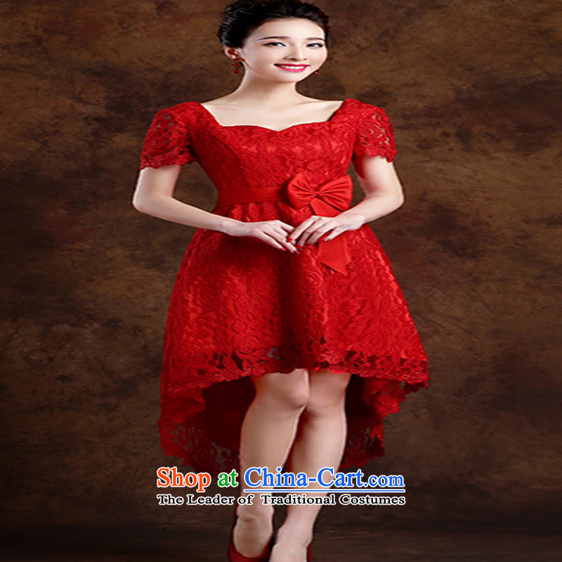 2015 New Red bride wedding dress long evening dresses evening drink service in the irrepressible cuff red dress , L, love of Sau San Su-lan , , , shopping on the Internet