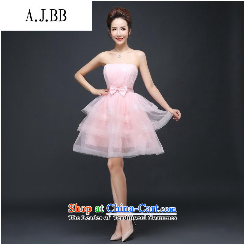 Secretary for autumn and winter clothing *2015 involving new champagne color bridesmaid Dress Short, small in marriages bows evening dresses female pink M,A.J.BB,,, shopping on the Internet