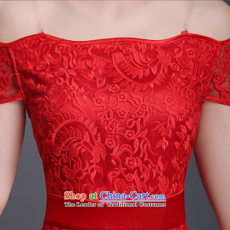However Services 2015 autumn and winter new bride a field service long) bows shoulder the yarn embroidered red dress RED M, marriage Kidman (nicole richie) , , , shopping on the Internet