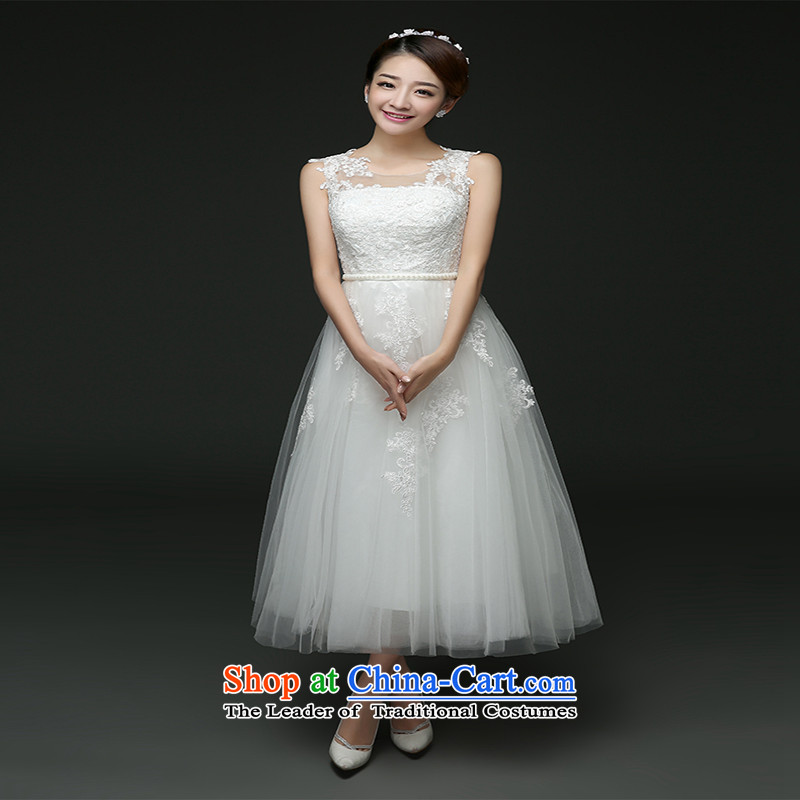 2015 new bridesmaid to serve in the autumn of marriages wedding dresses bows services banquet dinner dress white?L