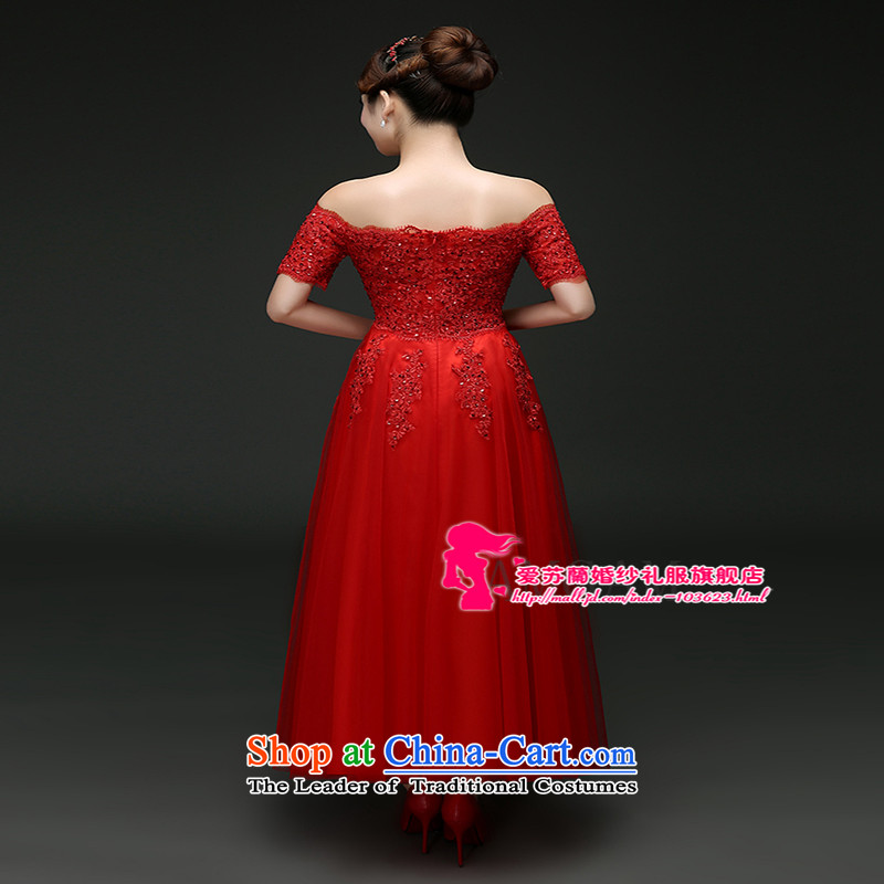 2015 new long-sleeved clothes and long bows of marriage bridesmaid bridal dresses on one field shoulder autumn evening dresses Winter Love Su Joram Red XL, , , , shopping on the Internet