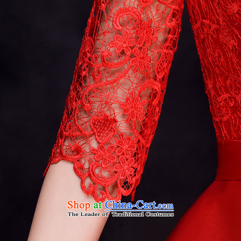 The new 2015 autumn and winter small dress dresses marriages bows service, banquet evening dresses 7 cuff summer red XXL,OCO,,, shopping on the Internet