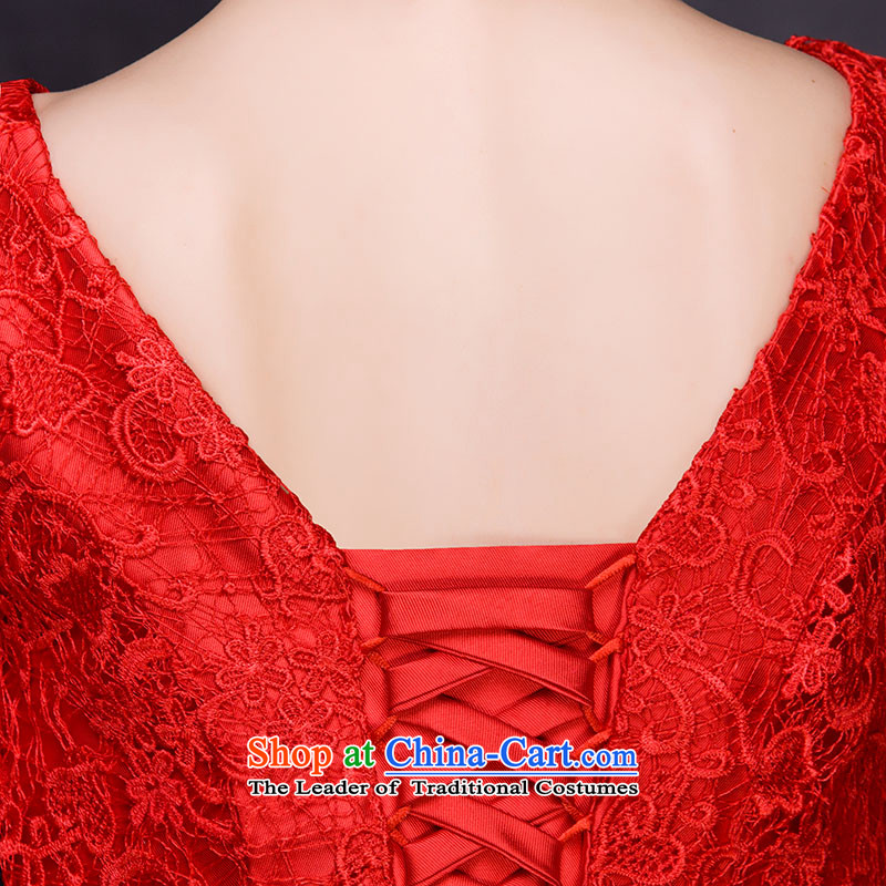 The new 2015 autumn and winter small dress dresses marriages bows service, banquet evening dresses 7 cuff summer red XXL,OCO,,, shopping on the Internet