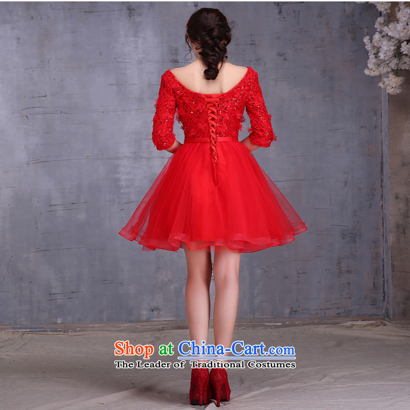 2015 new bride bows services fall short of long long-sleeved Korean large pregnant women married to Sau San bows Dress Short, M, Love Red Su-lan , , , shopping on the Internet
