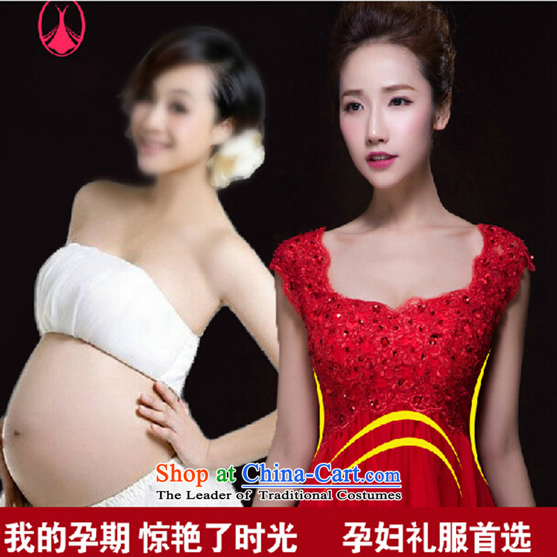 Toasting champagne bride services 2015 Autumn new stylish long pregnant women Wedding Dress Short of red banquet evening dress red long love Su-lan has been pressed XL, online shopping