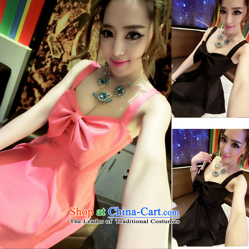 2015 sexy bow tie dresses nightclubs and sexy female Sau San video thin dresses autumn and winter night ktv sauna bath technicians work miss clothing pink , L, speech and dance , , , shopping on the Internet