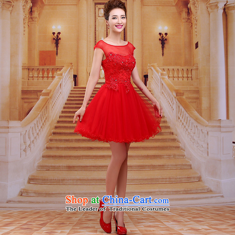 Tim red makeup bridesmaids new evening dresses lace short skirt marriages bows to winter wedding dresses red bride dress clothes LF027 under the auspices of the annual red XL, Tim hates makeup and shopping on the Internet has been pressed.