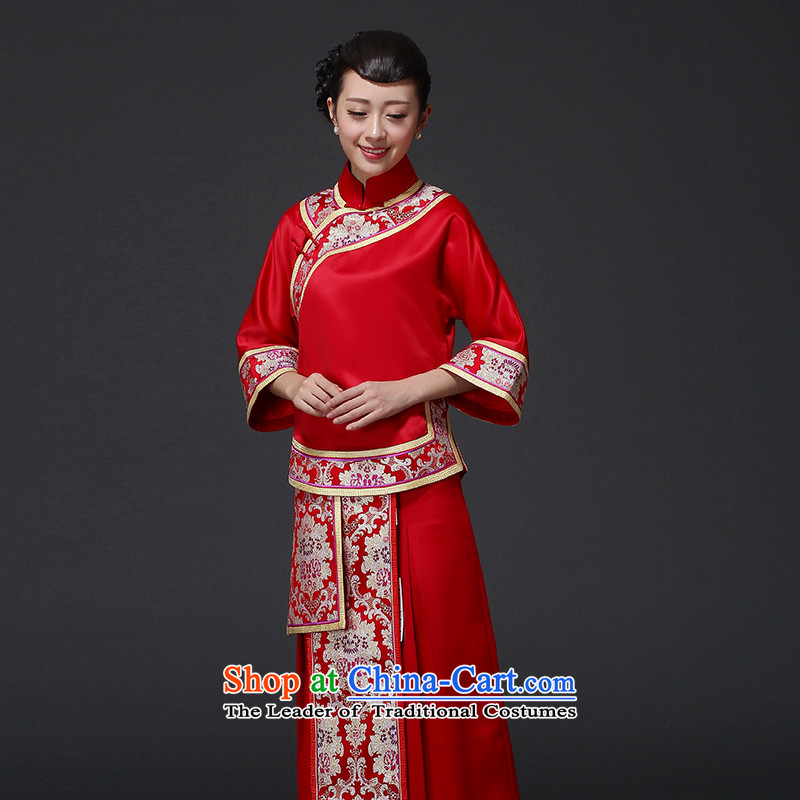 Princess Returning Pearl 2015 New-soo qipao wo marriage celebration service women serving drink Tang Dynasty Chinese woman dress RED M rattled qipao shopping on the Internet has been pressed.