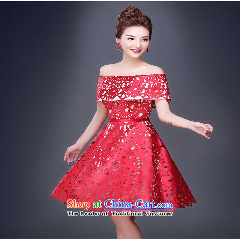 Small Red Dress bows services fall 2015 new marriages betrothal services video thin short, banquet evening dresses RED M love Su-lan , , , shopping on the Internet