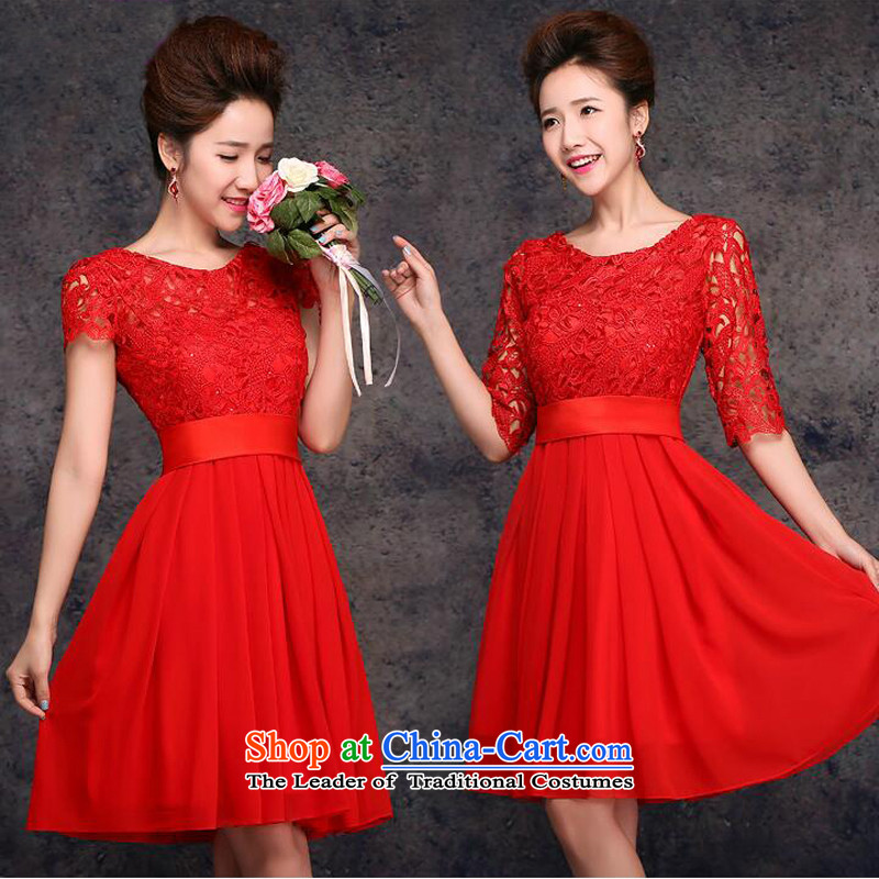 The following new paragraph on 2015 wedding dresses lace stylish large short of pregnant women bride bows to red short-sleeved short, not returning to size contact customer service, on risk has been pressed shopping on the Internet