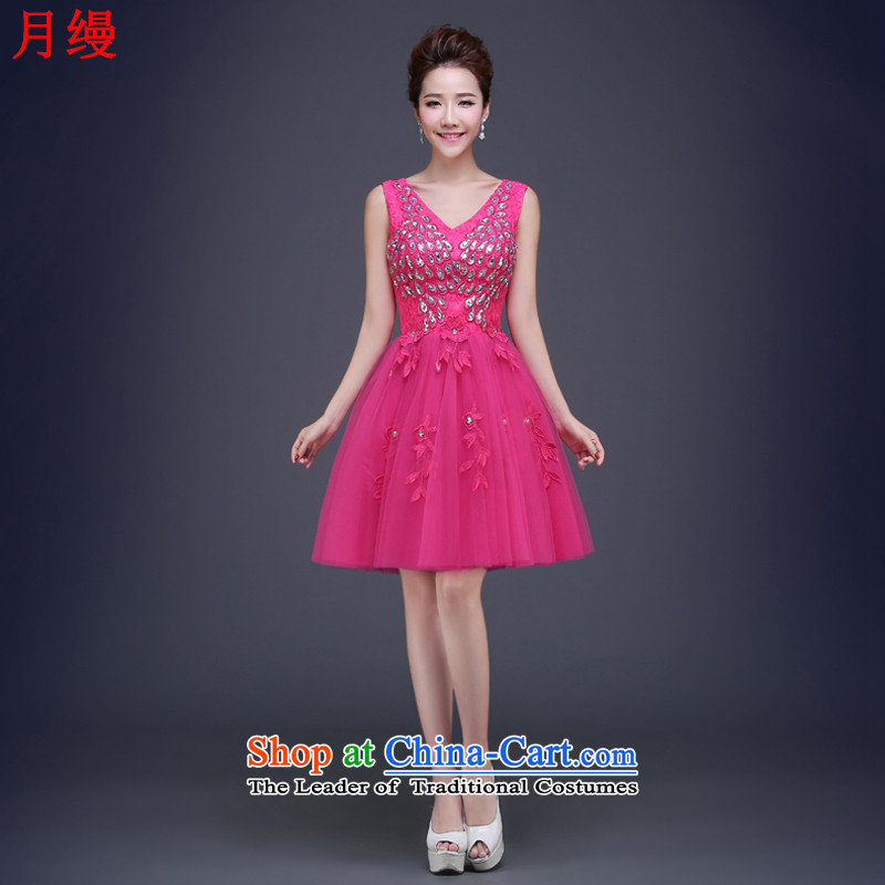 On the risk of Evening Dress Short bridesmaid services 2015 new lace diamond shoulders bride services gathering dinner drink light pink dresses on risk has been pressed XXL, shopping on the Internet