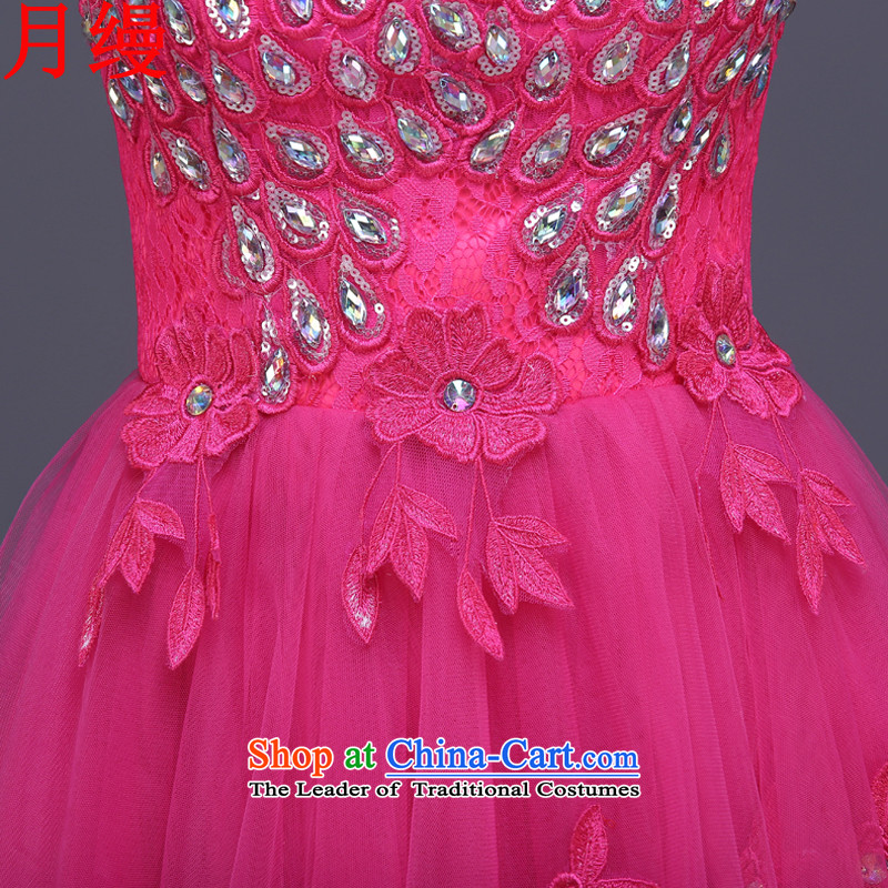 On the risk of Evening Dress Short bridesmaid services 2015 new lace diamond shoulders bride services gathering dinner drink light pink dresses on risk has been pressed XXL, shopping on the Internet