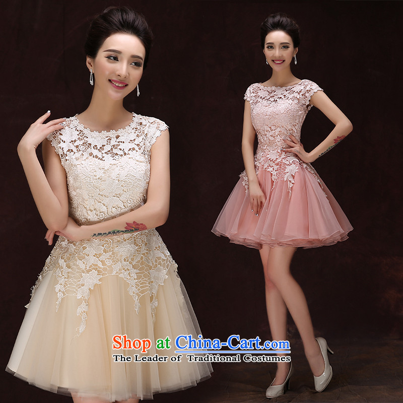 Pure Love bamboo yarn upscale 2015 Hepburn style shoulder bows marriage bridesmaid bridal dresses lace small luxury dress pale pink tailored please contact customer service, pure love bamboo yarn , , , shopping on the Internet