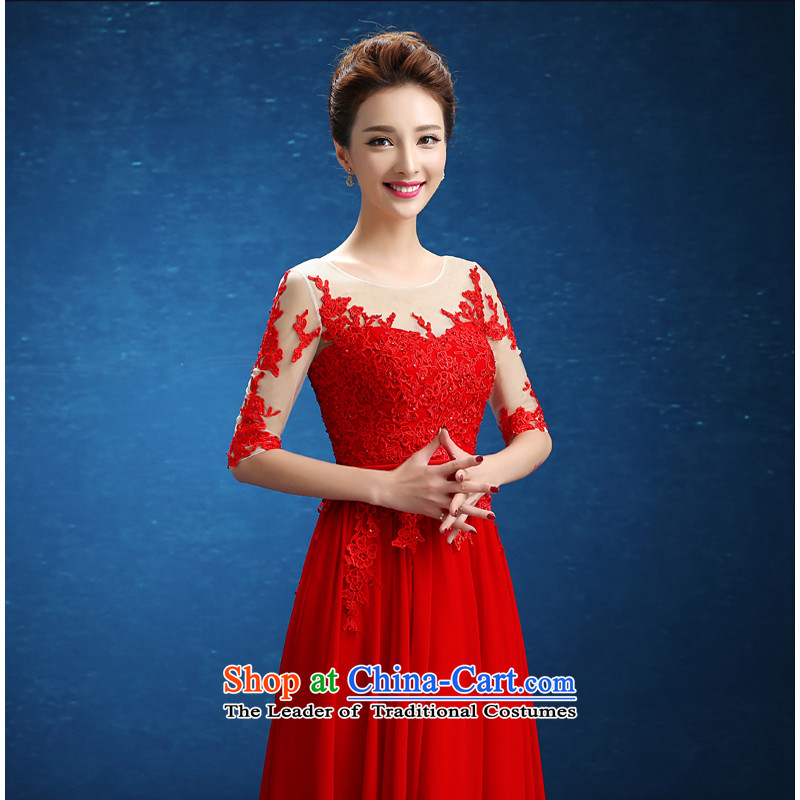 On the following evening dresses 2015 autumn and winter new HANGZHOU CHAISHI IMP long red marriages bows in cuff banquet video on risk S red thin , , , shopping on the Internet