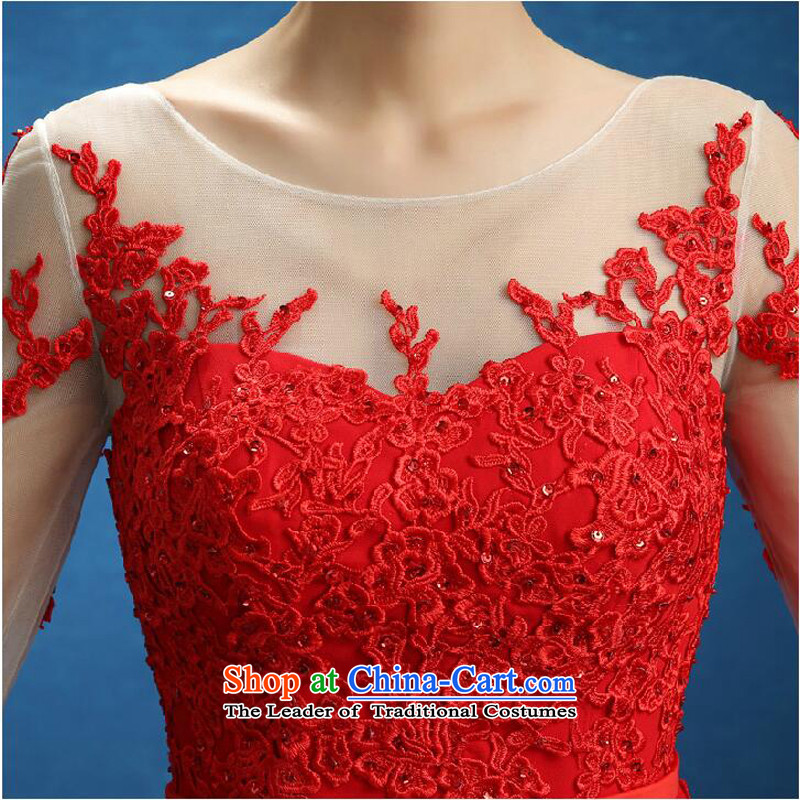 On the following evening dresses 2015 autumn and winter new HANGZHOU CHAISHI IMP long red marriages bows in cuff banquet video on risk S red thin , , , shopping on the Internet