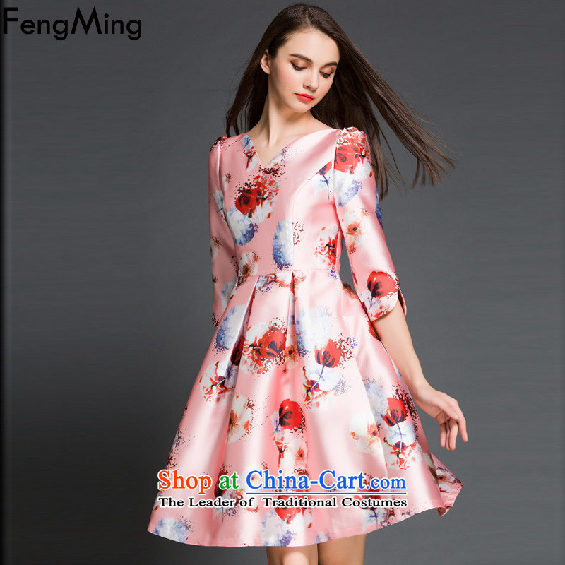 Hsbc Holdings plc ming long-sleeved dresses 2015 European site new lady stamp Top Loin dress petticoat field princess bon bon skirt pink XL, HSBC Holdings plc (fengming ming) has been pressed shopping on the Internet