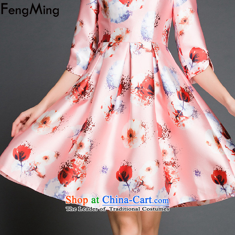 Hsbc Holdings plc ming long-sleeved dresses 2015 European site new lady stamp Top Loin dress petticoat field princess bon bon skirt pink XL, HSBC Holdings plc (fengming ming) has been pressed shopping on the Internet