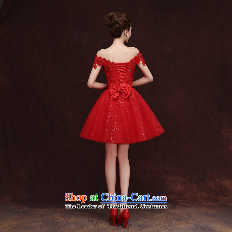 Rain-sang yi 2015 autumn and winter new Korean short of a wedding field shoulder red video thin diamond evening dresses marriages LF186 RED XXL, bows to rain still Yi shopping on the Internet has been pressed.