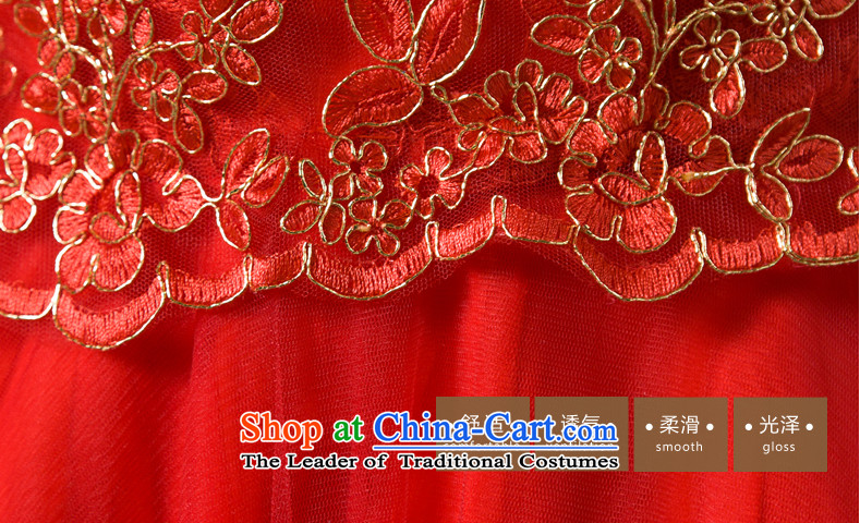 Pure Love bamboo yarn upscale luxury embroidery in Word cuff shoulder length of Dress Short of dress bridal dresses bridesmaid performances evening dresses annual dress bon bon skirt dress red long L picture, prices, brand platters! The elections are supplied in the national character of distribution, so action, buy now enjoy more preferential! As soon as possible.