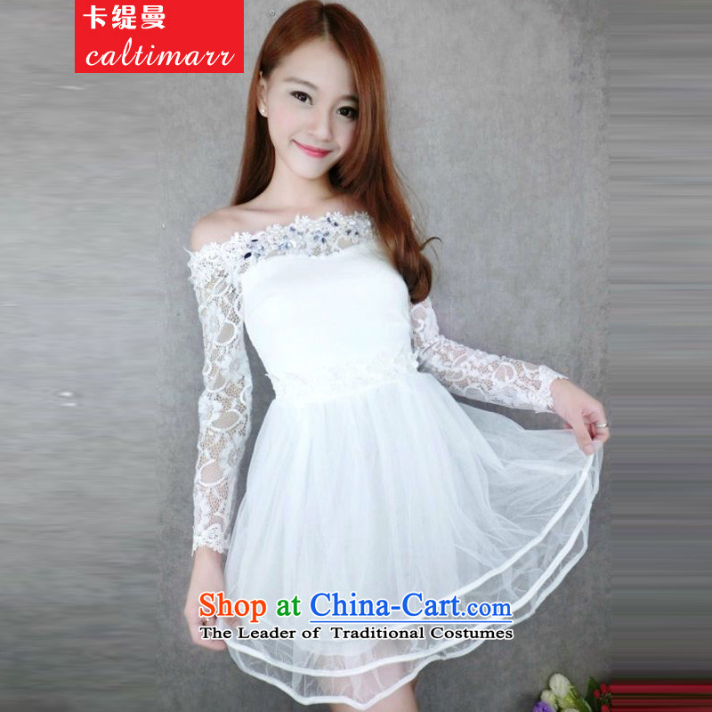 Card  installed in spring and autumn 2015 Cayman economy new word sexy for the Pearl River Delta lace spell a series of dresses dress bridesmaid skirt white are code