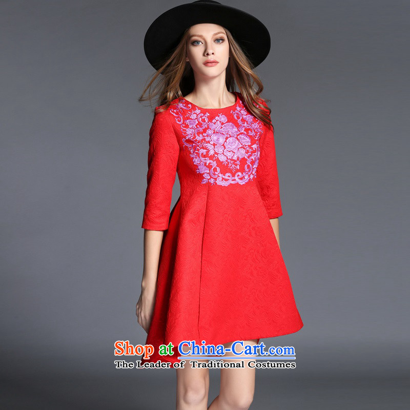 The OSCE Poetry Film 2015 autumn and winter new women's dresses temperament Sau San wedding banquet evening dress bridesmaid to marry heavy industry embroidered dress bride dovetail red S, Europe (oushiying poem) , , , shopping on the Internet