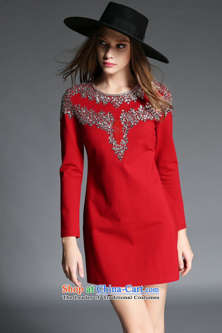Caynova2015 autumn and winter new stylish heavy industry manually set the Pearl River Delta Sau San round-neck collar video thin red dress S picture, prices, brand platters! The elections are supplied in the national character of distribution, so action, buy now enjoy more preferential! As soon as possible.