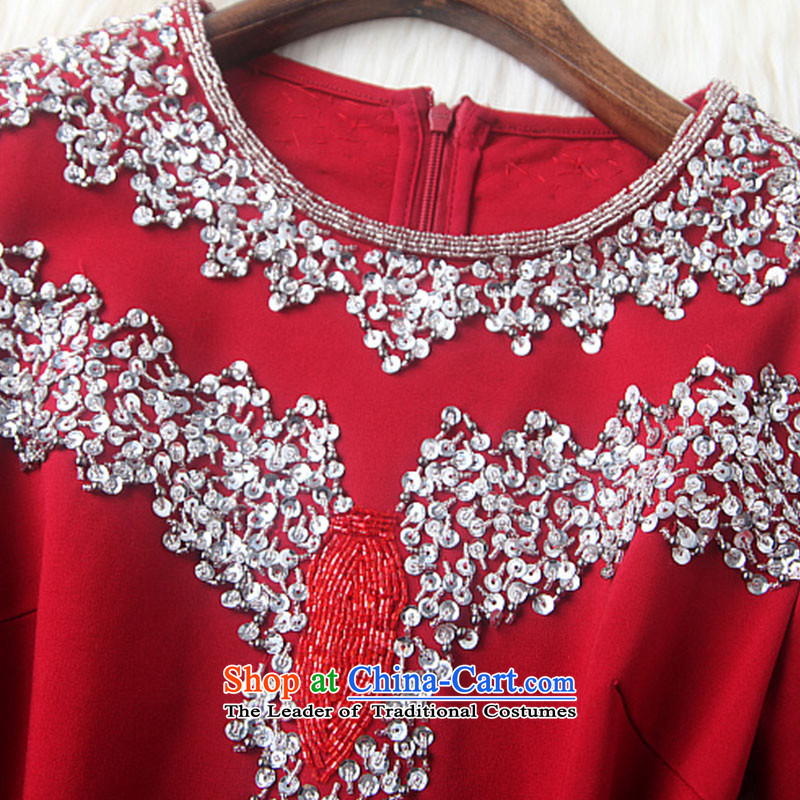 Caynova2015 autumn and winter new stylish heavy industry manually set the Pearl River Delta Sau San round-neck collar video thin red dress s,caynova,,, shopping on the Internet