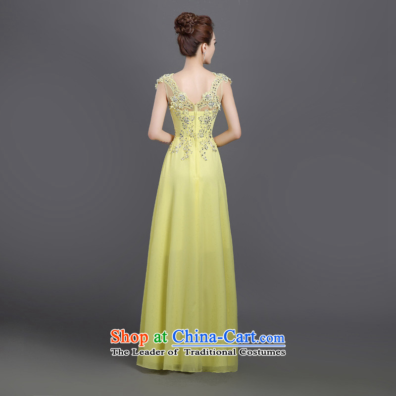 Bridesmaid dress 2015 new long banquet will bridesmaid service, bows to dress summer light yellow shirt with the adapter according to s, shopping on the Internet has been pressed.