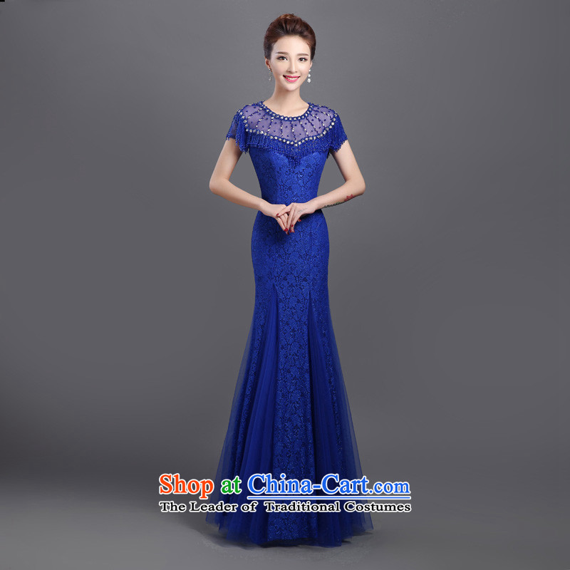 2015 new evening dresses long gown chorus of the persons chairing the dress female choral service long skirt costumes female blue xxl