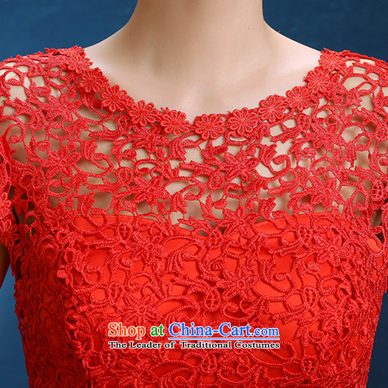 Rain-sang yi 2015 married women with new Wedding Dress Short of bows larger lace video thin red bridesmaid small red XXL, LF233 dress rain still Yi shopping on the Internet has been pressed.