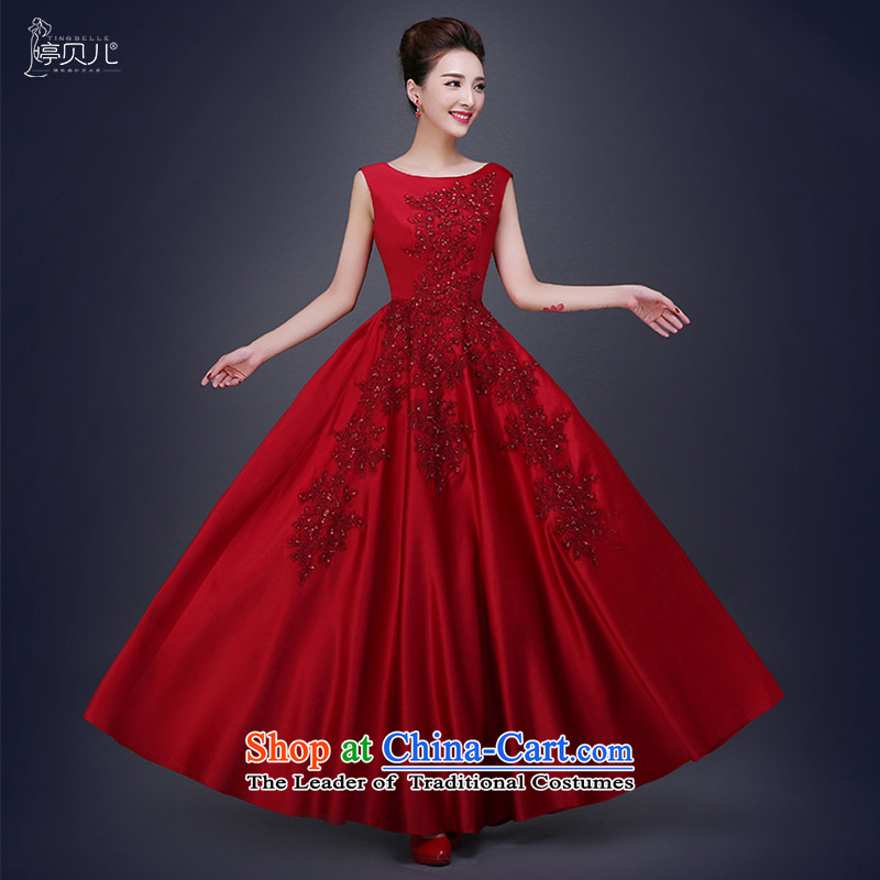Beverly Ting 2015 new bride bows services fall long wine red wedding dress girls under the auspices of betrothal festival evening dresses winter red XL