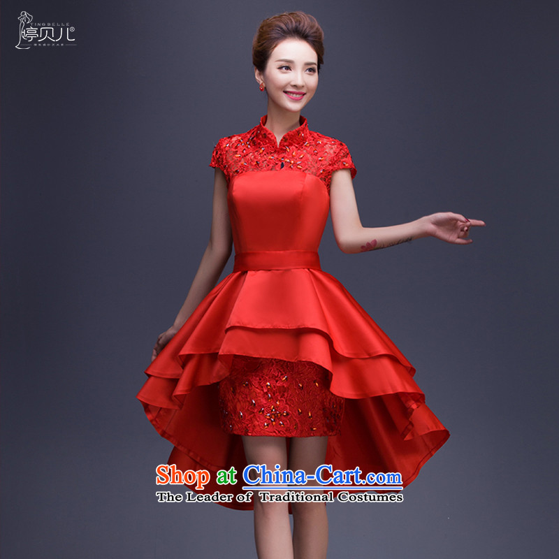 Beverly Ting 2015 before the new bride long after the short winter clothing bows wedding dress female betrothal small dress autumn stylish Diamond red , L, Beverly (tingbeier ting) , , , shopping on the Internet