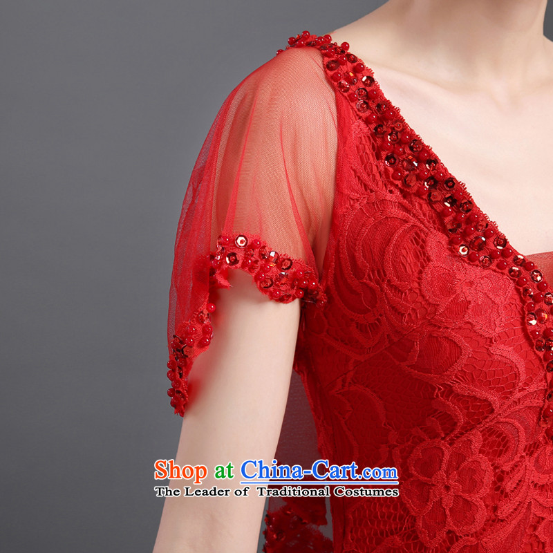 The new bride bows chief 2015) provides a wedding-dress field shoulder lace banquet red dress red autumn marry in accordance with the Netherlands varies with the s, shopping on the Internet has been pressed.