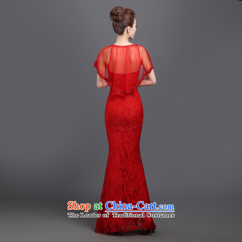 The new bride bows chief 2015) provides a wedding-dress field shoulder lace banquet red dress red autumn marry in accordance with the Netherlands varies with the s, shopping on the Internet has been pressed.