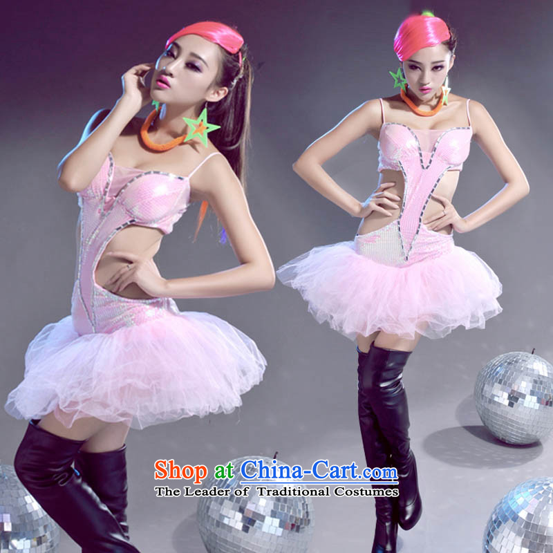 2015 new sexy body Yi Jazz Dance Dance Steel Pipe atmosphere DS opening jazz singer stage costumes dance costumes will stage dovetail and dance show, pink shopping on the Internet has been pressed.