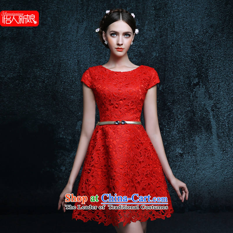 Service Bridal autumn 2015 followed the new red lace wedding dress short of the betrothal small dress dresses Sau San RedL