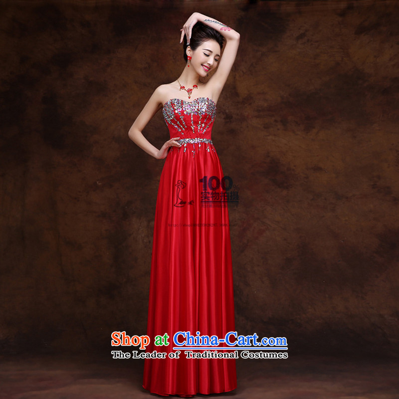 Charlene Choi Ling bride dress marriage services 2015 new bows stylish Sau San Red Diamond anointed chest bridesmaid evening dress red XXL, Charlene Choi Spirit (yanling) , , , shopping on the Internet