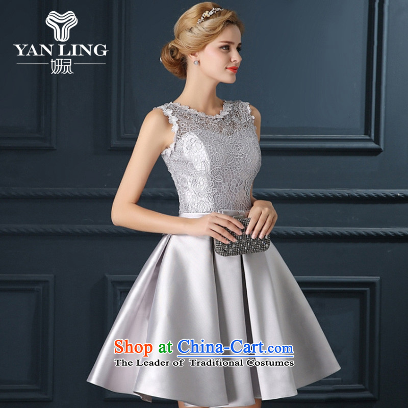Wedding dress 2015 new shoulders lace short stylish bride bows banquet, evening dresses fall short gray s, Charlene Choi spirit has been pressed shopping on the Internet