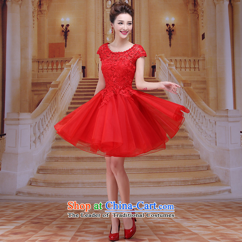 Tim red makeup bridesmaids new evening dress short skirt marriages bows to winter wedding dresses red long gown annual meeting chaired the bride clothing LF036 RED , L, Tim hates makeup and shopping on the Internet has been pressed.