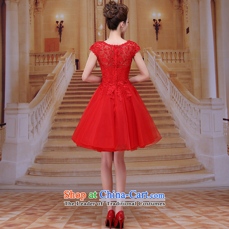 Tim red makeup bridesmaids new evening dress short skirt marriages bows to winter wedding dresses red long gown annual meeting chaired the bride clothing LF036 RED , L, Tim hates makeup and shopping on the Internet has been pressed.