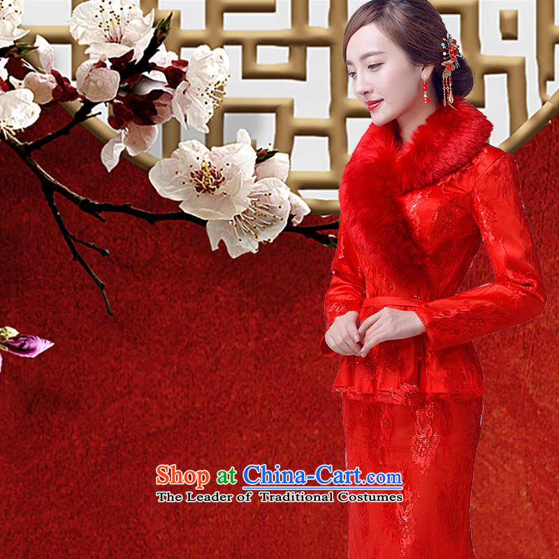 The new 2015 Service bows autumn and winter evening dresses long-sleeved plus cotton warm cheongsam long word crowsfoot shoulder the concert entitled to long Maomao service improvement retro female red XXL picture, prices, brand platters! The elections are supplied in the national character of distribution, so action, buy now enjoy more preferential! As soon as possible.