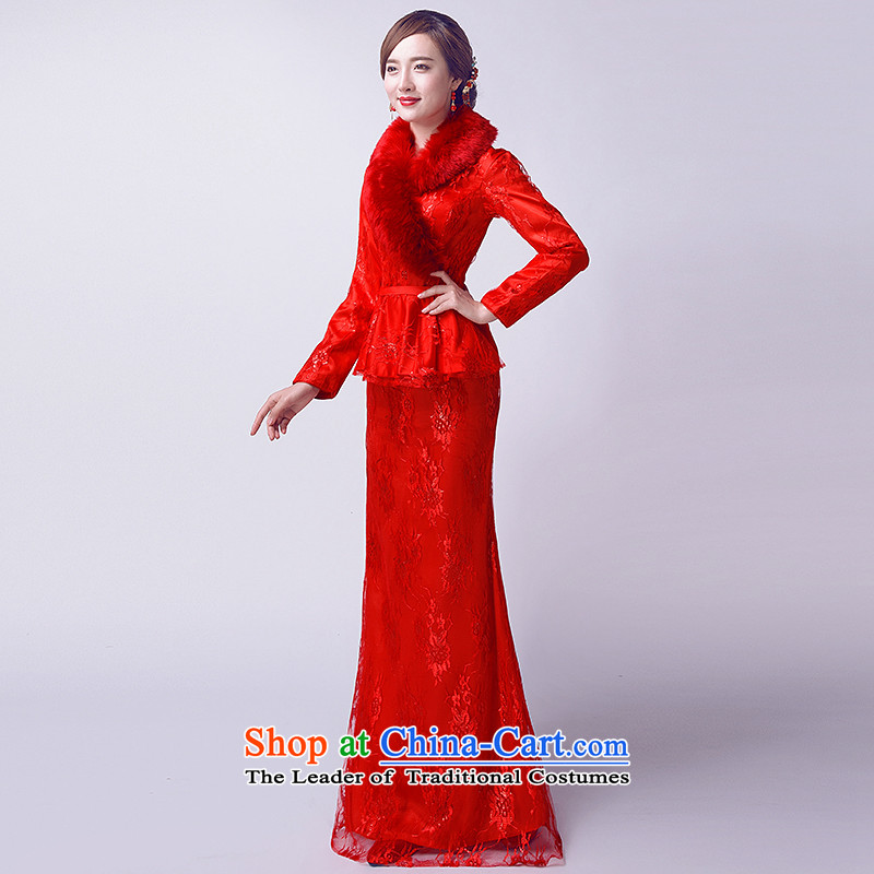 The new 2015 Service bows autumn and winter evening dresses long-sleeved plus cotton warm cheongsam long word crowsfoot shoulder the concert entitled to long Maomao service improvement retro female red XXL picture, prices, brand platters! The elections are supplied in the national character of distribution, so action, buy now enjoy more preferential! As soon as possible.
