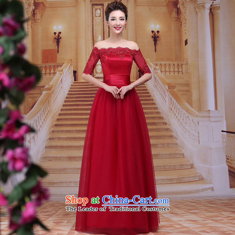 Tim red makeup bridesmaids new evening dress short skirt the word in the Cuff shoulder marriages bows services wedding dresses wine red bridal dresses LF040 under the auspices of the annual long skirt , L, Tim hates makeup and shopping on the Internet has been pressed.