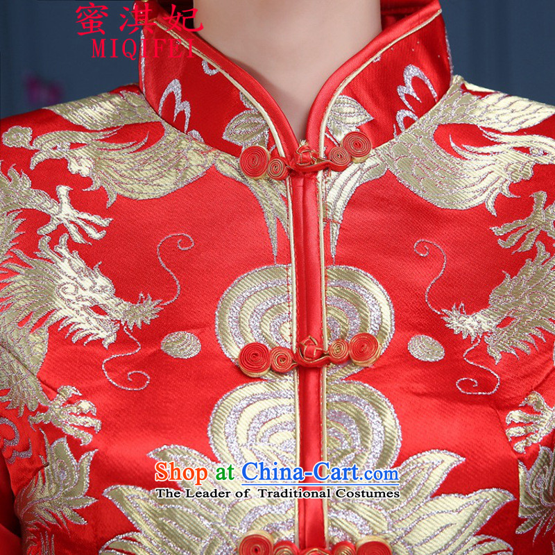 Honey Qi princess of autumn and winter 2015 New Chinese style wedding services wo brides Soo-embroidered dress marriage dragon use autumn and winter long red long-sleeved red S, honey qi qipao princess MIQIFEI) , , , shopping on the Internet