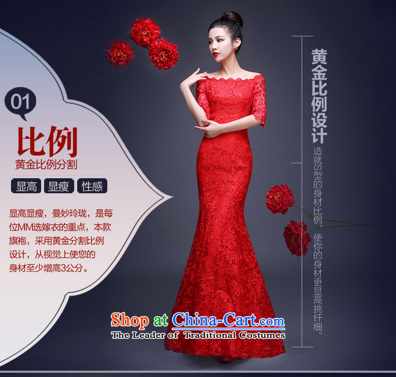 Honey Qi princess of autumn and winter 2015 new bride bows services crowsfoot long gown lace a shoulder red dress field cheongsam dress RED M marriage picture, prices, brand platters! The elections are supplied in the national character of distribution, so action, buy now enjoy more preferential! As soon as possible.