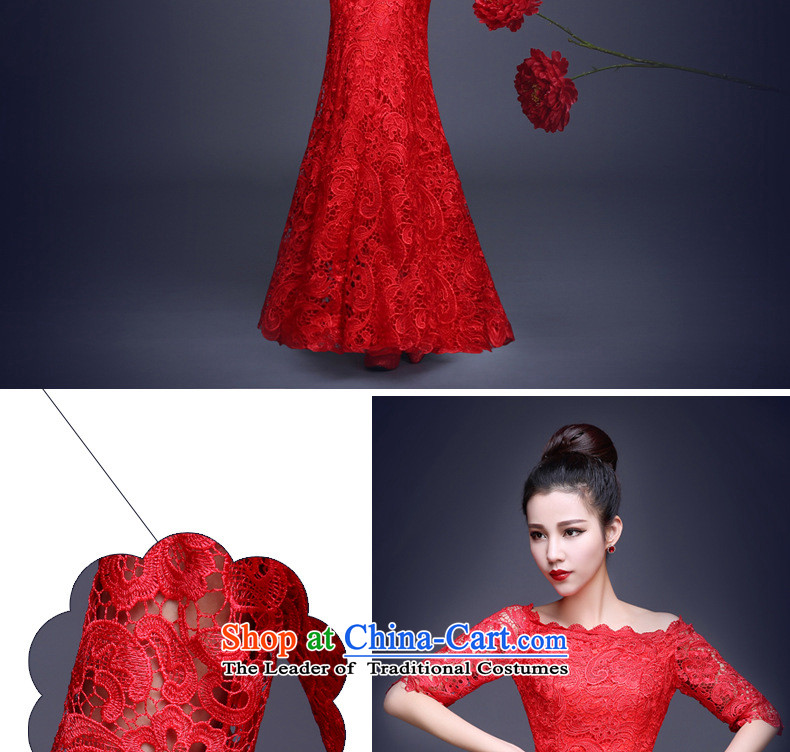 Honey Qi princess of autumn and winter 2015 new bride bows services crowsfoot long gown lace a shoulder red dress field cheongsam dress RED M marriage picture, prices, brand platters! The elections are supplied in the national character of distribution, so action, buy now enjoy more preferential! As soon as possible.
